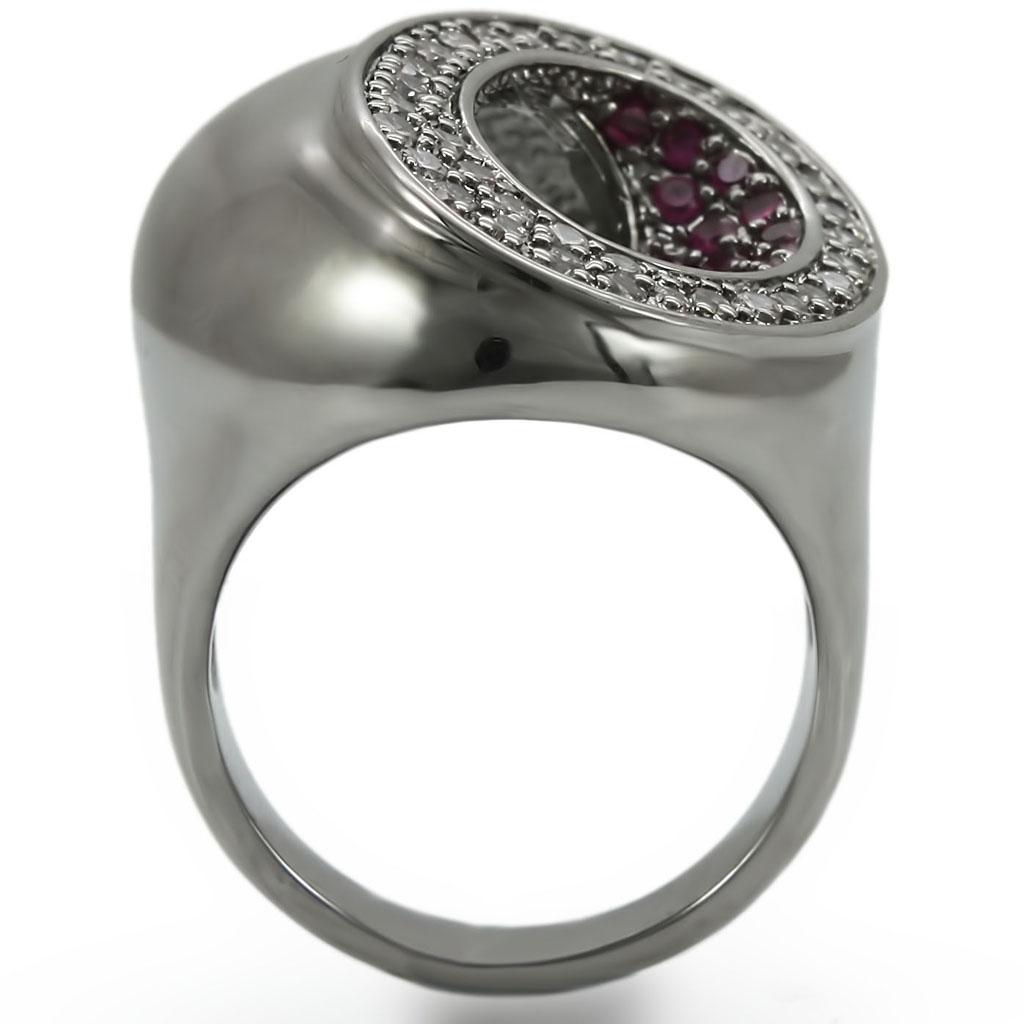 0W304 - Ruthenium Brass Ring with Synthetic Garnet in Ruby - The Savvy ShopperThe Savvy ShopperAlamodeRing0W304 - Ruthenium Brass Ring with Synthetic Garnet in Ruby