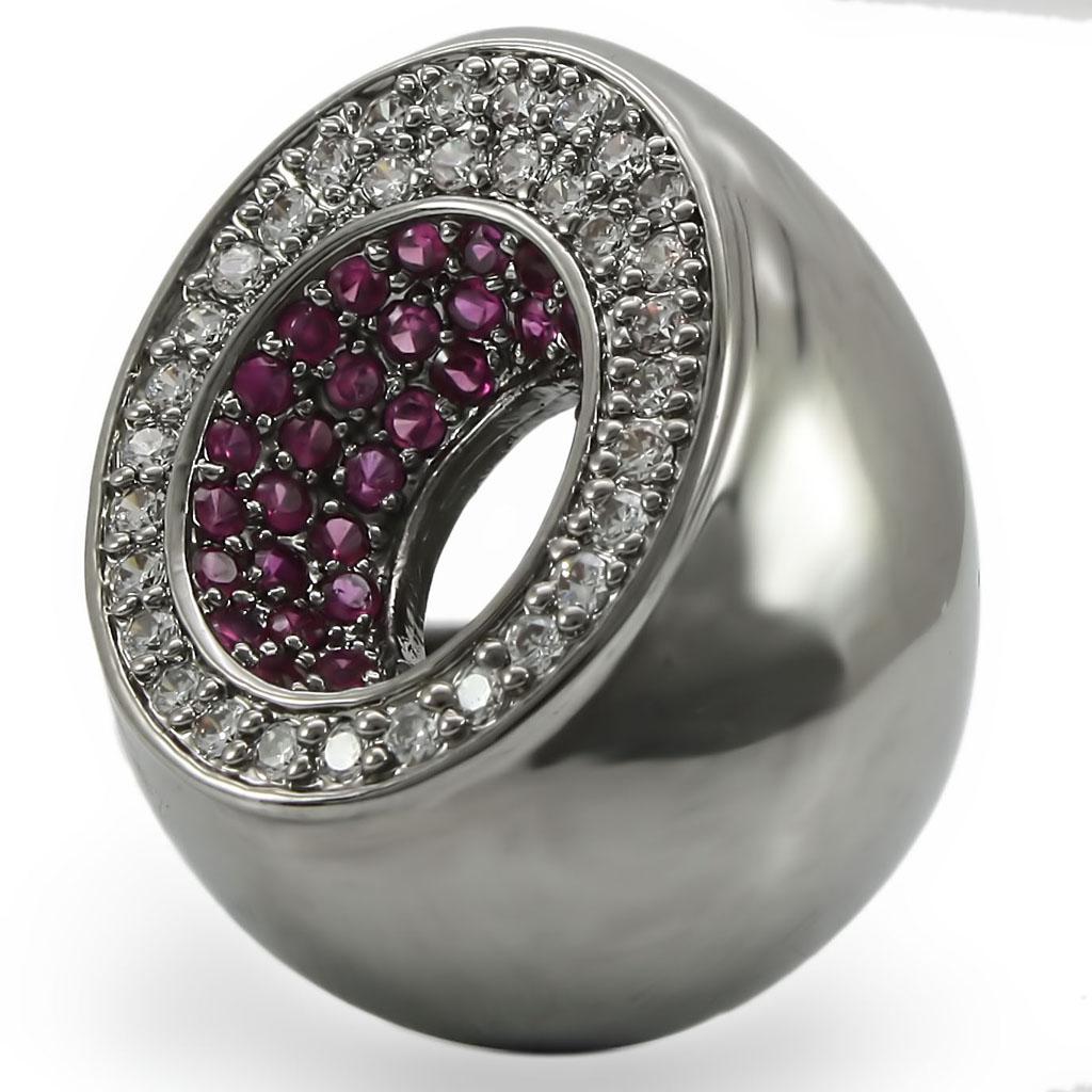 0W304 - Ruthenium Brass Ring with Synthetic Garnet in Ruby - The Savvy ShopperThe Savvy ShopperAlamodeRing0W304 - Ruthenium Brass Ring with Synthetic Garnet in Ruby