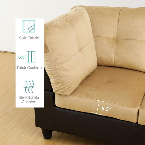 2 Piece L Shaped Sectional Sofa Set Beige Microfiber Right Hand Facing Ideal For Living Room - The Savvy ShopperThe Savvy ShopperShipItFurnituren/a2 Piece L Shaped Sectional Sofa Set Beige Microfiber Right Hand Facing Ideal For Living Room
