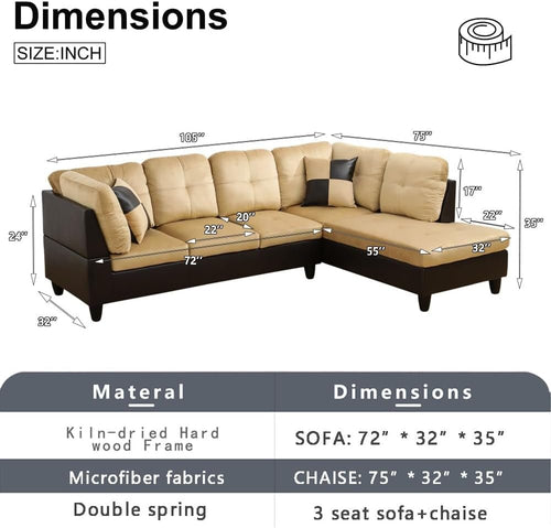 2 Piece L Shaped Sectional Sofa Set Beige Microfiber Right Hand Facing Ideal For Living Room - The Savvy ShopperThe Savvy ShopperShipItFurnituren/a2 Piece L Shaped Sectional Sofa Set Beige Microfiber Right Hand Facing Ideal For Living Room