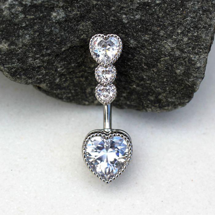 316L Stainless Steel Cascading Heart Navel Ring - The Savvy ShopperThe Savvy ShopperFashion Hut JewelryBody Piercing Jewelry316L Stainless Steel Cascading Heart Navel Ring