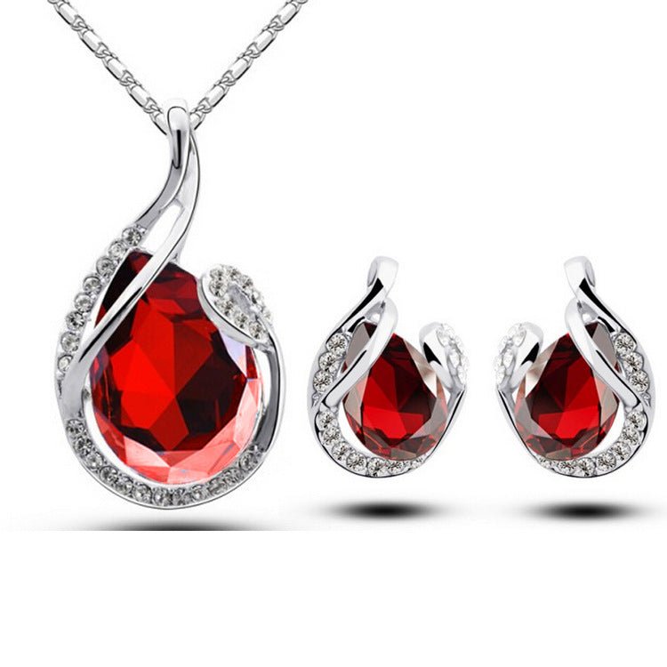 3pcs Rhinestone Necklace Set With Earrings Fashion Water - drop - shaped Jewelry For Women Valentine's Day - The Savvy ShopperThe Savvy ShopperDropshipman3pcs Rhinestone Necklace Set With Earrings Fashion Water - drop - shaped Jewelry For Women Valentine's Day