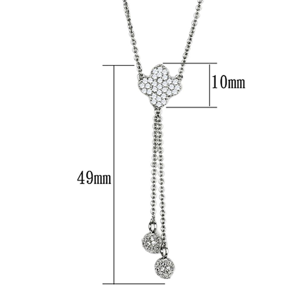 3W427 - Rhodium Brass Necklace with AAA Grade CZ in Clear - The Savvy ShopperThe Savvy ShopperAlamodeNecklace3W427 - Rhodium Brass Necklace with AAA Grade CZ in Clear