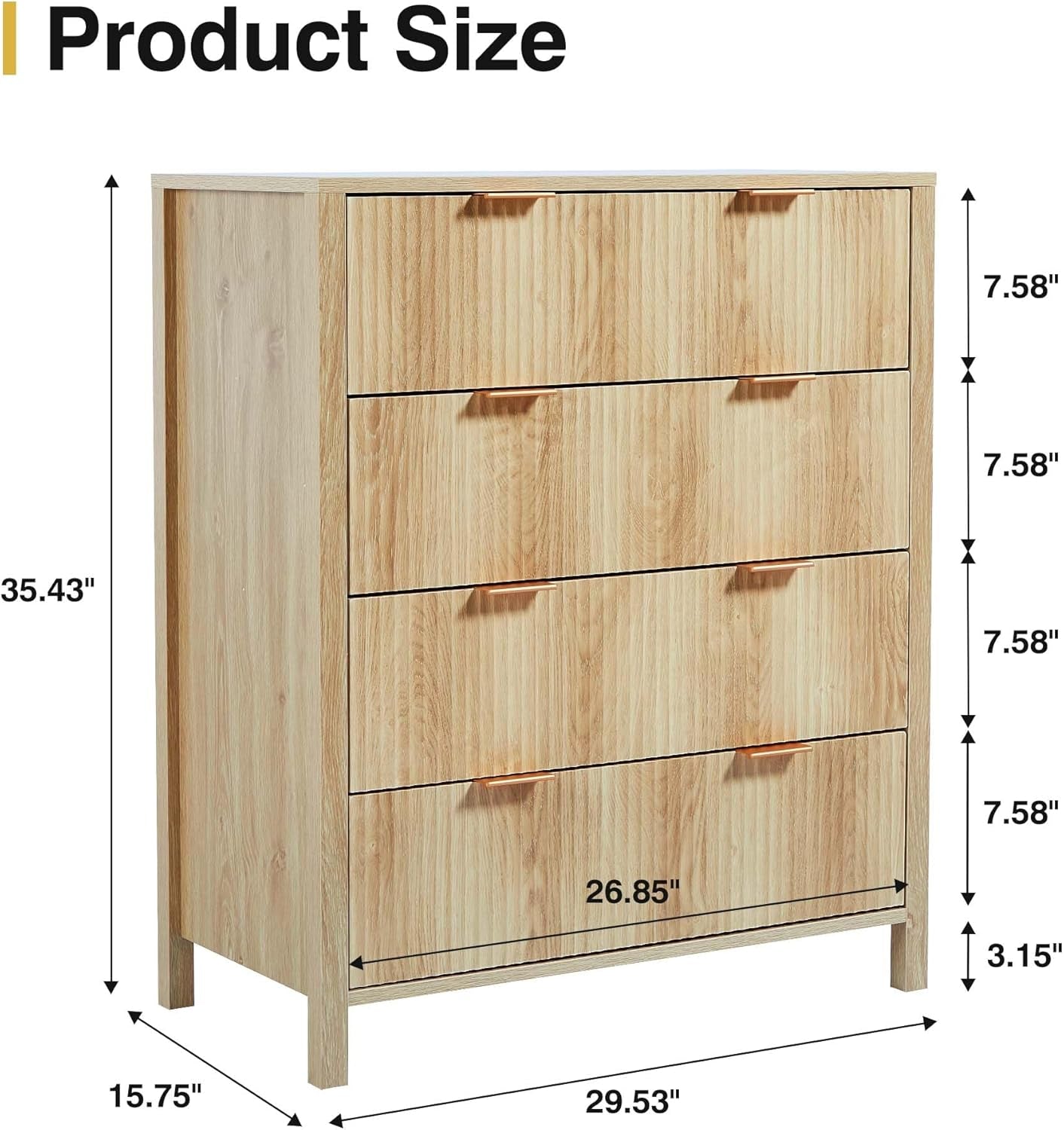 4 Drawer Dresser With Fluted Wave Panel Natural Wood - The Savvy ShopperThe Savvy ShopperShipItFurnituren/a4 Drawer Dresser With Fluted Wave Panel Natural Wood