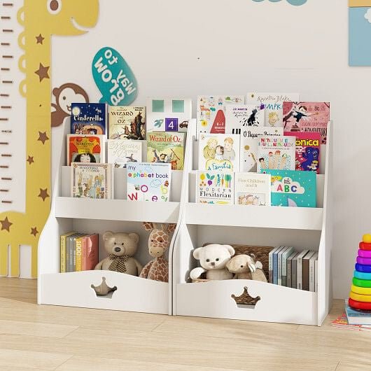 4 - Tier Kids Bookshelf with Shelves and Compartment for Toddlers - White - The Savvy ShopperThe Savvy ShopperThe Savvy ShopperKids Storage4 - Tier Kids Bookshelf with Shelves and Compartment for Toddlers - White