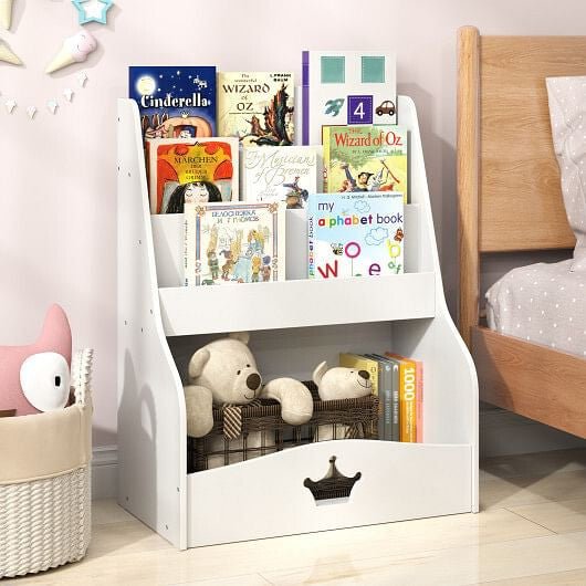 4 - Tier Kids Bookshelf with Shelves and Compartment for Toddlers - White - The Savvy ShopperThe Savvy ShopperThe Savvy ShopperKids Storage4 - Tier Kids Bookshelf with Shelves and Compartment for Toddlers - White
