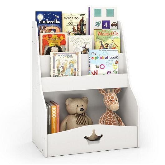 4 - Tier Kids Bookshelf with Shelves and Compartment for Toddlers - White - The Savvy ShopperThe Savvy ShopperThe Savvy ShopperKids Storage4 - Tier Kids Bookshelf with Shelves and Compartment for Toddlers - White