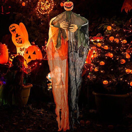6 Feet Hanging Pumpkin Ghost with Red Glowing Eyes and Bendable Arms - The Savvy ShopperThe Savvy ShopperThe Savvy ShopperHalloween6 Feet Hanging Pumpkin Ghost with Red Glowing Eyes and Bendable Arms