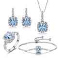 925 Sterling Silver Necklace Sky Blue Topaz Four - Piece Set - The Savvy ShopperThe Savvy ShopperDropshipman925 Sterling Silver Necklace Sky Blue Topaz Four - Piece Set