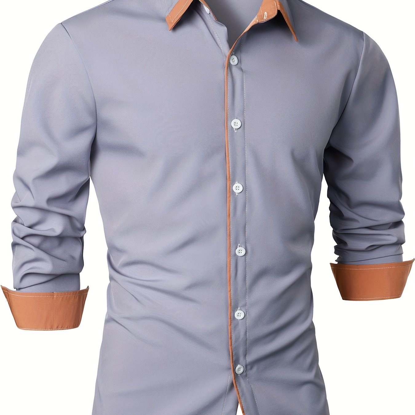 Contrast Color Long Sleeve Statement Trim Casual Shirt for Men - The Savvy ShopperThe Savvy ShopperThe Savvy ShopperContrast Color Long Sleeve Statement Trim Casual Shirt for Men