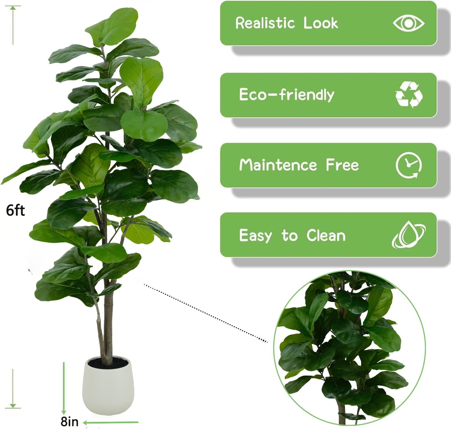Faux Artificial Fiddle Leaf Fig Tree 6' - The Savvy ShopperThe Savvy ShopperAMHome & Garden > Decor > Artificial FloraFaux Artificial Fiddle Leaf Fig Tree 6'