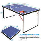 Folding 54 - inch Blue Ping Pong Table Tennis Table Set with Net 2 and Paddles - The Savvy ShopperThe Savvy ShopperFastFurnishingsAccents > Game RoomFolding 54 - inch Blue Ping Pong Table Tennis Table Set with Net 2 and Paddles
