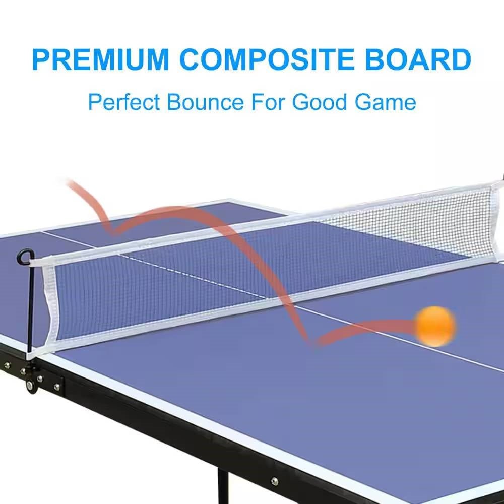 Folding 54 - inch Blue Ping Pong Table Tennis Table Set with Net 2 and Paddles - The Savvy ShopperThe Savvy ShopperFastFurnishingsAccents > Game RoomFolding 54 - inch Blue Ping Pong Table Tennis Table Set with Net 2 and Paddles