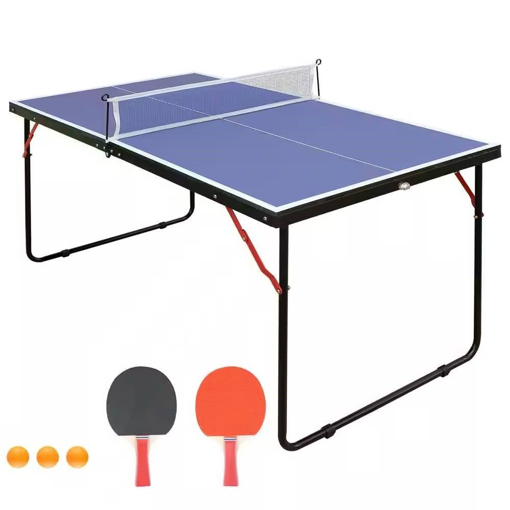 Folding 54 - inch Blue Ping Pong Table Tennis Table Set with Net 2 and Paddles - The Savvy ShopperThe Savvy ShopperFastFurnishingsAccents > Game RoomFolding 54 - inch Blue Ping Pong Table Tennis Table Set with Net 2 and Paddles
