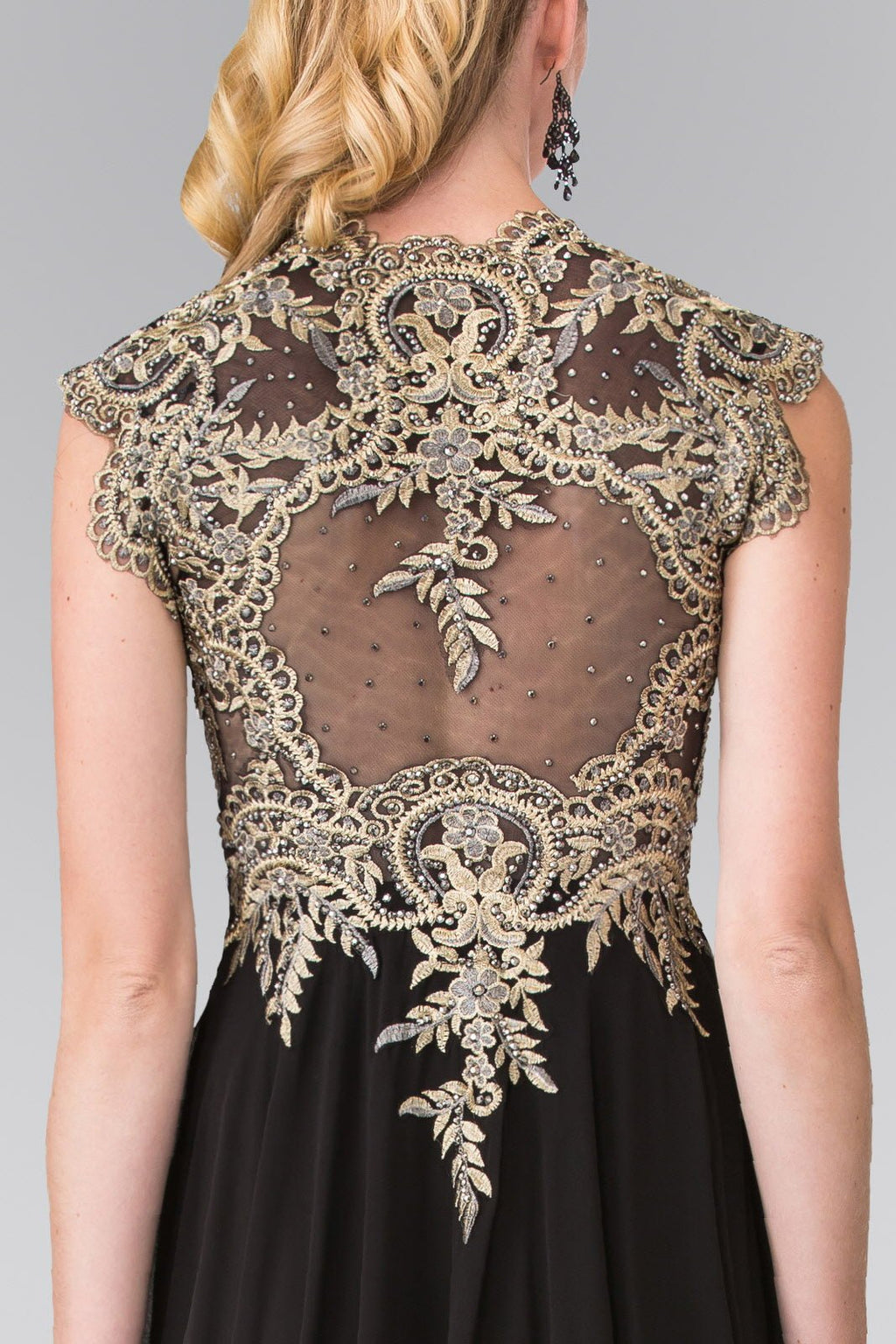 Full Embroidered Top Chiffon Long Dress with Sheer Back - The Savvy ShopperThe Savvy ShopperTux - USANightgownFull Embroidered Top Chiffon Long Dress with Sheer Back