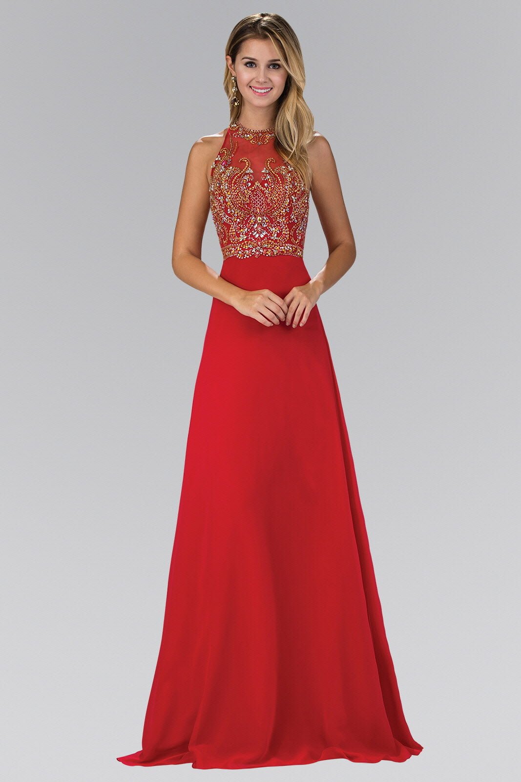 Jewel and Bead Embellished Long Dress with Back Cut Out - The Savvy ShopperThe Savvy ShopperTux - USANightgownJewel and Bead Embellished Long Dress with Back Cut Out