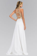 Jewel and Bead Embellished Long Dress with Back Cut Out - The Savvy ShopperThe Savvy ShopperTux - USANightgownJewel and Bead Embellished Long Dress with Back Cut Out