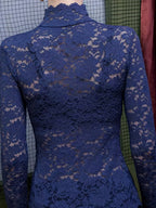 Lace Mock Neck Slim Top, Sexy Long Sleeve Top For Spring & Fall, Women's Clothing - The Savvy ShopperThe Savvy ShopperThe Savvy ShopperLace Mock Neck Slim Top, Sexy Long Sleeve Top For Spring & Fall, Women's Clothing