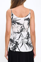 Leaf Print Spaghetti Strap Top with Smock Detail - The Savvy ShopperThe Savvy ShopperReneecollectionNew ArrivalLeaf Print Spaghetti Strap Top with Smock Detail