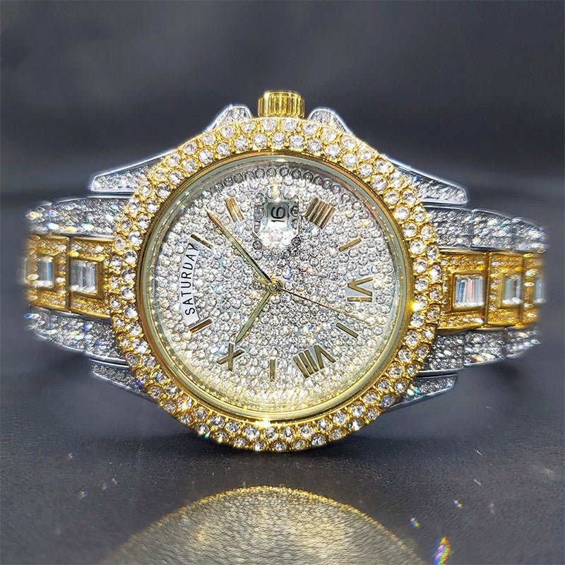 Man Pair Calendar Full Diamond Luxury Quartz Watch - The Savvy ShopperThe Savvy ShopperDropshipmanMan Pair Calendar Full Diamond Luxury Quartz Watch