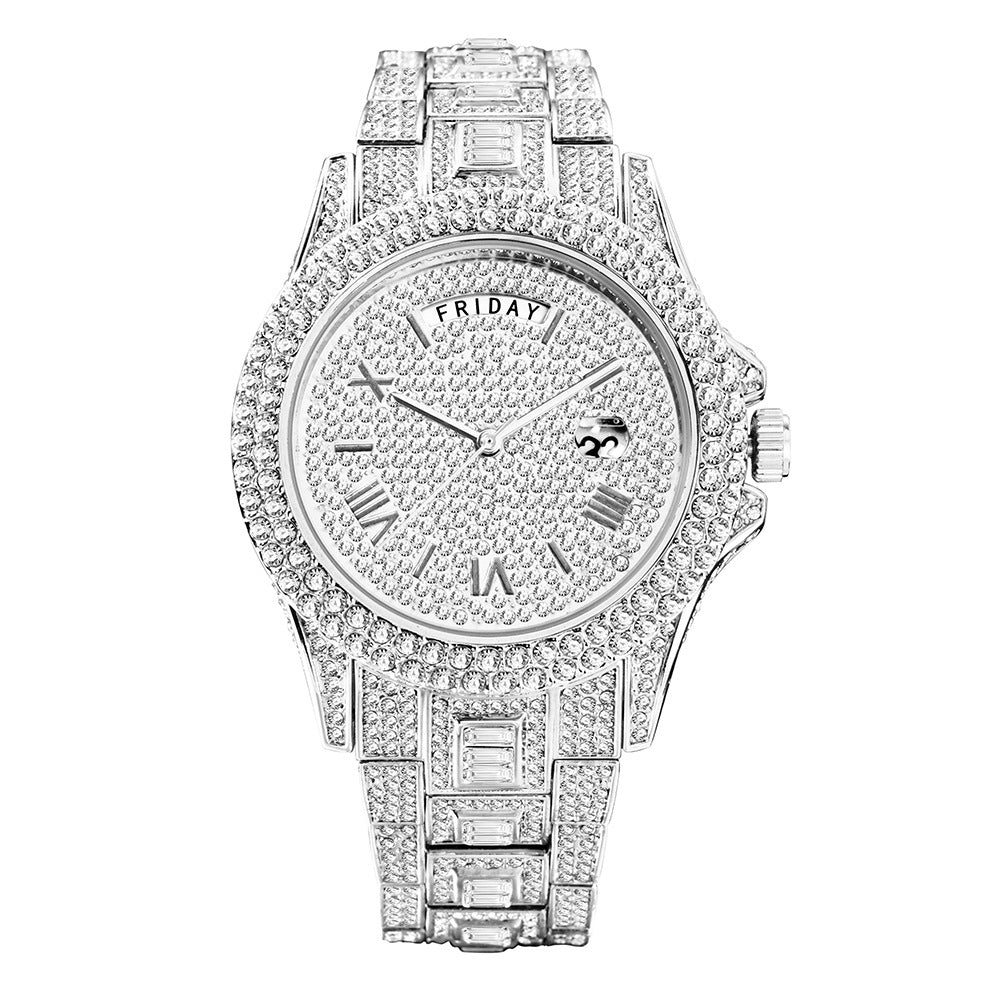 Man Pair Calendar Full Diamond Luxury Quartz Watch - The Savvy ShopperThe Savvy ShopperDropshipmanMan Pair Calendar Full Diamond Luxury Quartz Watch