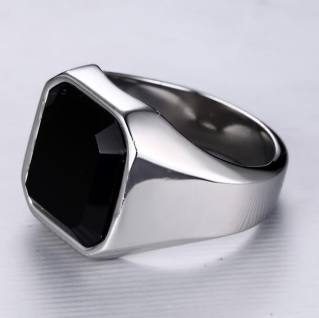 Men's stainless steel black agate ring - The Savvy ShopperThe Savvy ShopperDropshipmanMen's stainless steel black agate ring