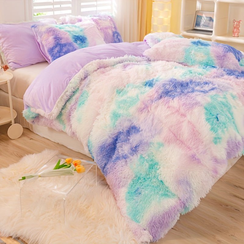 [Tie Dye Duvet Set] 3pcs Y2K Tie Dye Plush Duvet Cover Set - Soft & Warm Bedding Set - 1 Duvet Cover + 2 Pillowcase - The Savvy ShopperThe Savvy ShopperThe Savvy Shopper[Tie Dye Duvet Set] 3pcs Y2K Tie Dye Plush Duvet Cover Set - Soft & Warm Bedding Set - 1 Duvet Cover + 2 Pillowcase