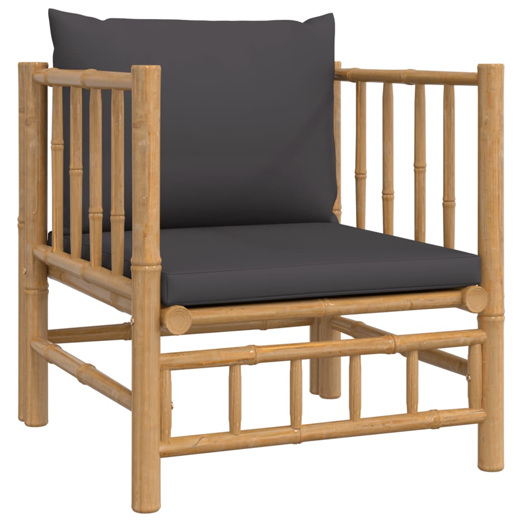 vidaXL 6 Piece Patio Lounge Set with Dark Gray Cushions Bamboo - The Savvy ShopperThe Savvy ShopperVidaXLFurniture > Outdoor Furniture > Outdoor Furniture SetsvidaXL 6 Piece Patio Lounge Set with Dark Gray Cushions Bamboo