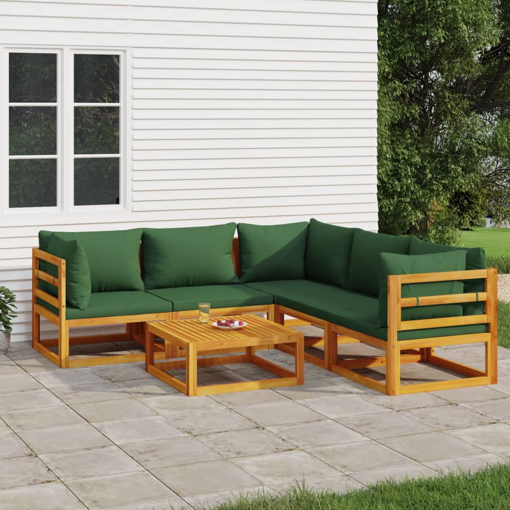 vidaXL 6 Piece Patio Lounge Set with Green Cushions Solid Wood - The Savvy ShopperThe Savvy ShopperVidaXLFurniture > Outdoor Furniture > Outdoor Furniture SetsvidaXL 6 Piece Patio Lounge Set with Green Cushions Solid Wood