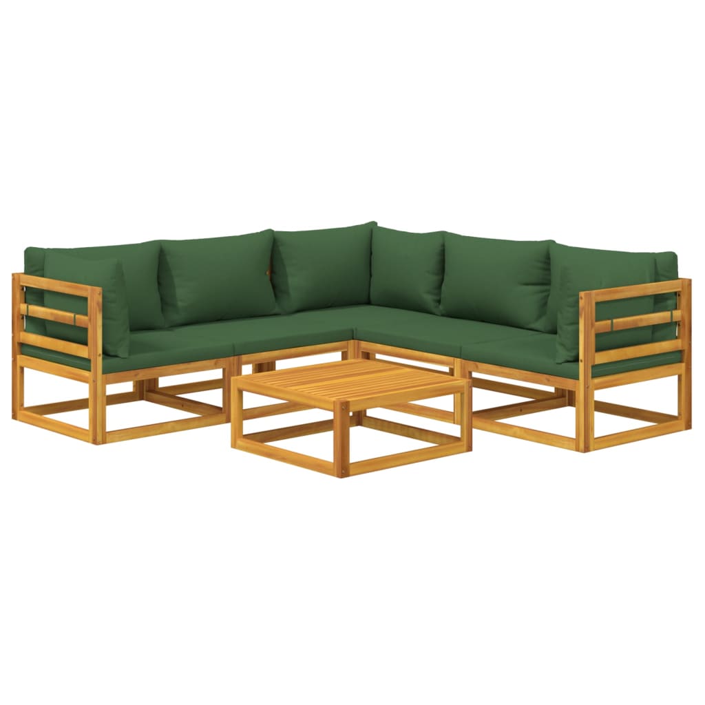 vidaXL 6 Piece Patio Lounge Set with Green Cushions Solid Wood - The Savvy ShopperThe Savvy ShopperVidaXLFurniture > Outdoor Furniture > Outdoor Furniture SetsvidaXL 6 Piece Patio Lounge Set with Green Cushions Solid Wood