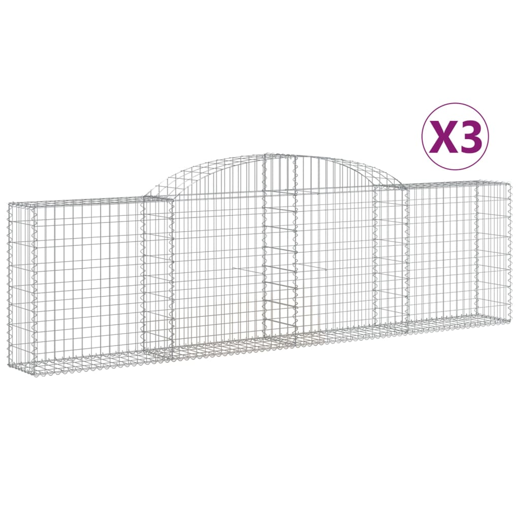 vidaXL Arched Gabion Baskets 3 pcs 118.1"x11.8"x31.5"/39.4" Galvanized Iron - The Savvy ShopperThe Savvy ShopperVidaXLHome & Garden > Lawn & Garden > Gardening > Pots & PlantersvidaXL Arched Gabion Baskets 3 pcs 118.1"x11.8"x31.5"/39.4" Galvanized Iron