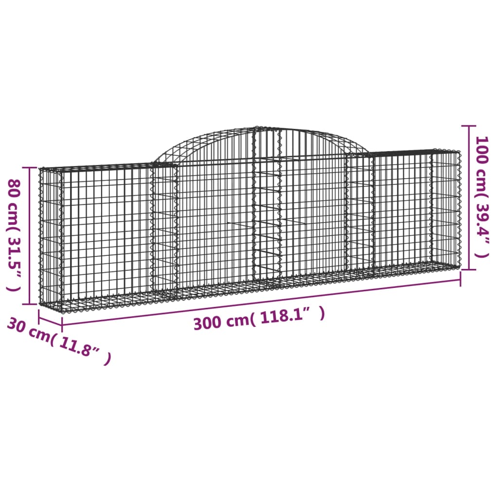 vidaXL Arched Gabion Baskets 3 pcs 118.1"x11.8"x31.5"/39.4" Galvanized Iron - The Savvy ShopperThe Savvy ShopperVidaXLHome & Garden > Lawn & Garden > Gardening > Pots & PlantersvidaXL Arched Gabion Baskets 3 pcs 118.1"x11.8"x31.5"/39.4" Galvanized Iron