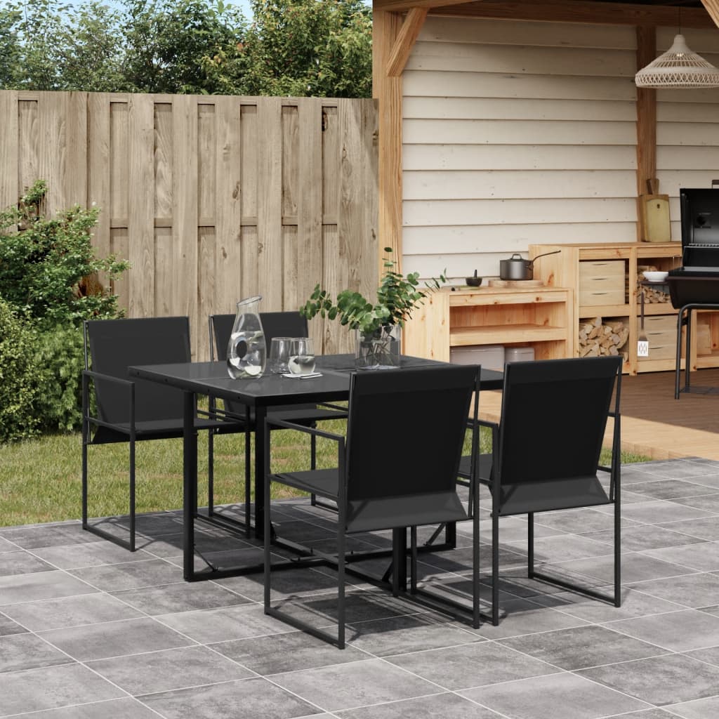vidaXL Patio Dining Set Table and Chair Garden Outdoor Furniture Black Textilene - The Savvy ShopperThe Savvy ShopperVidaXLFurniture > Outdoor Furniture > Outdoor Furniture SetsvidaXL Patio Dining Set Table and Chair Garden Outdoor Furniture Black Textilene