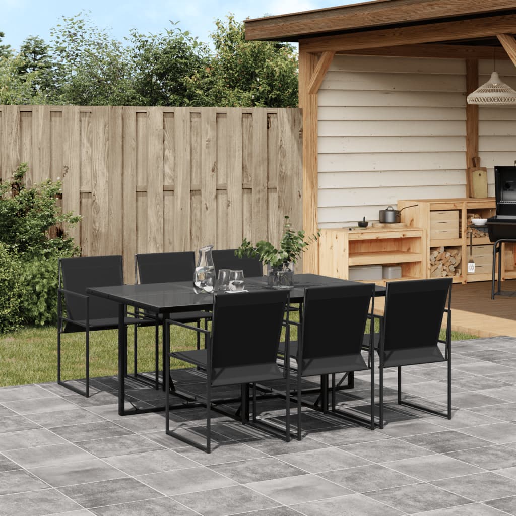 vidaXL Patio Dining Set Table and Chair Garden Outdoor Furniture Black Textilene - The Savvy ShopperThe Savvy ShopperVidaXLFurniture > Outdoor Furniture > Outdoor Furniture SetsvidaXL Patio Dining Set Table and Chair Garden Outdoor Furniture Black Textilene